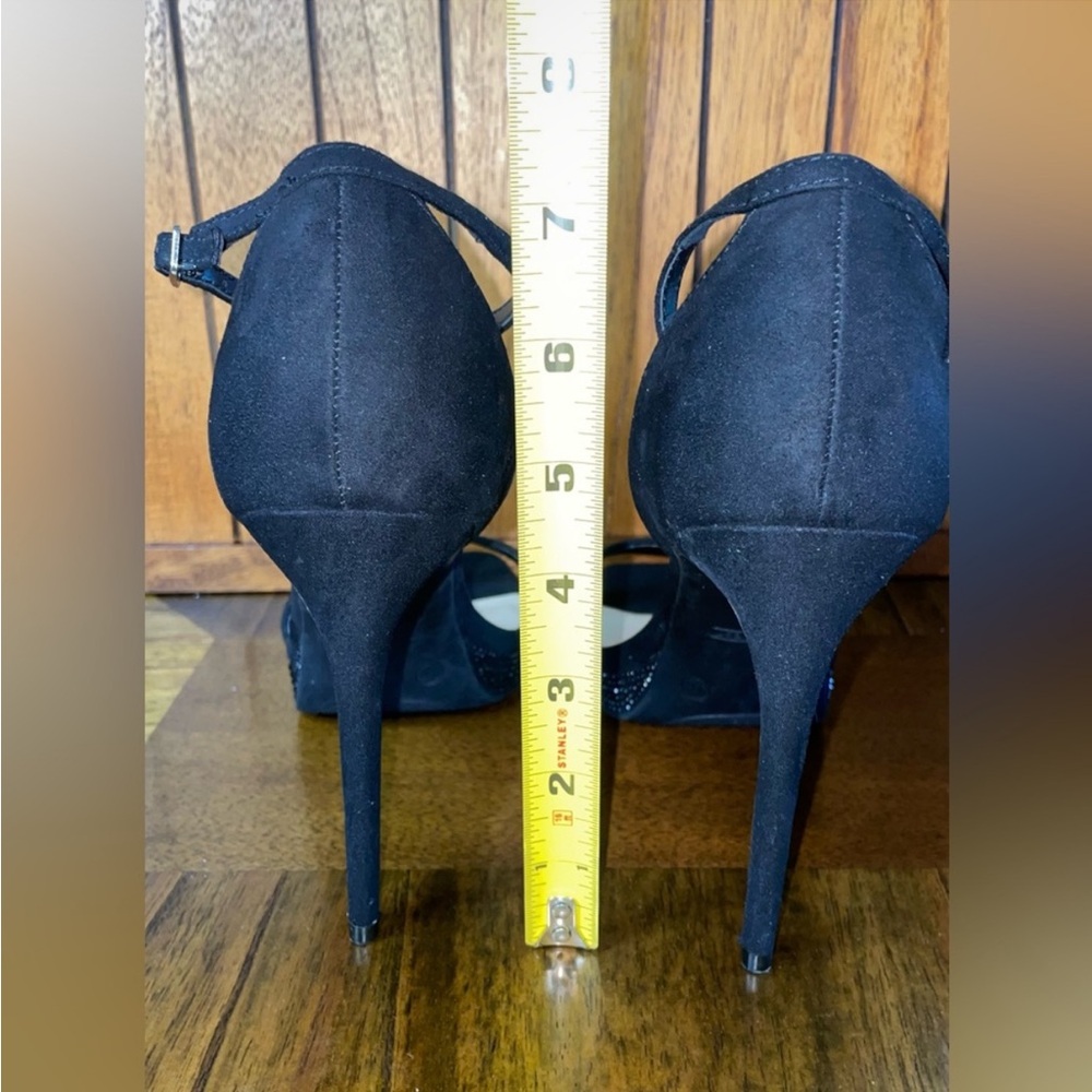 New Nine West high heels sparkle black mini gem one strap toe shape size 9.5 - Picture 8 of 9
